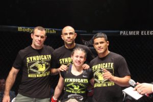MMA Fighter Jamie Moyle With Her Corner TEAM After TUFF-N-UFF WIN in 2014